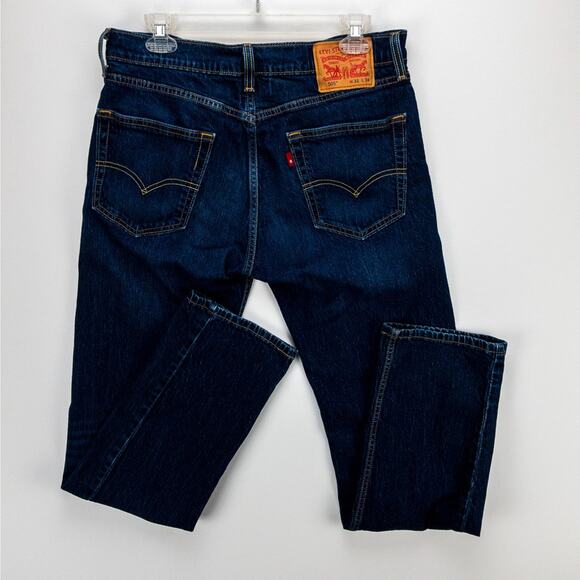 Levi’s 505 Regular Fit Straight Leg Jeans Men’s 31x34 Dark Wash Blue Workwear - Picture 9 of 13